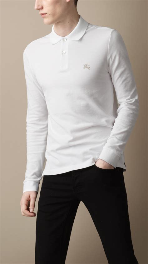 burberry long sleeve polo white|vintage burberry long sleeve polo.